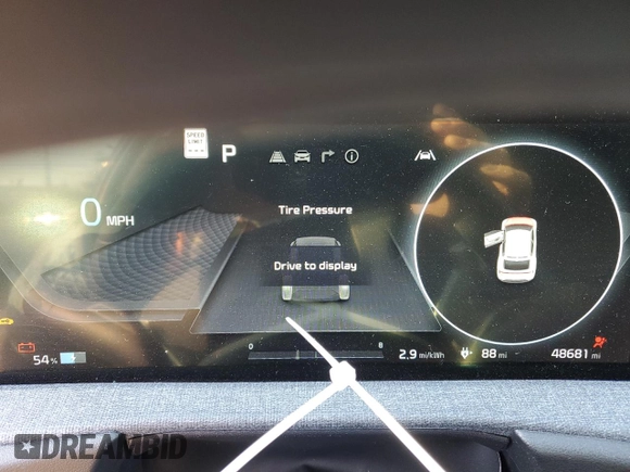 2022 Kia EV6 Light with VIN KNDC34LB5N5044837, listed as a Copart auction lot 45802735 with 48,681 mi miles and Salvage Title. Bid and sale history available at carsss.com. Image 9.