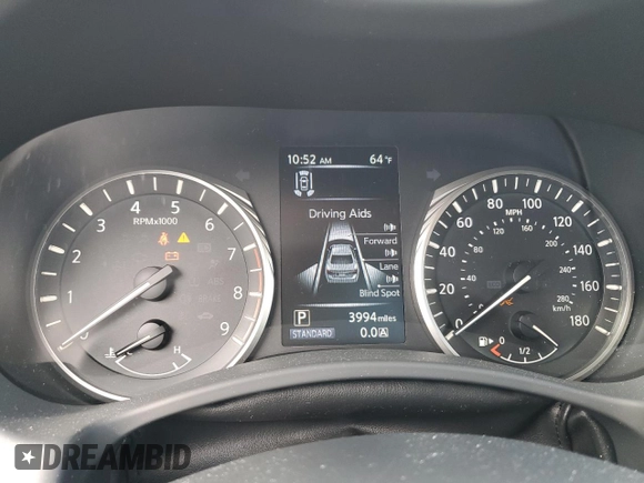 2024 Infiniti Q50 Luxe with VIN JN1EV7BR3RM631281, listed as a Copart auction lot 72021944 with 3,994 mi miles and Salvage Title. Bid and sale history available at DreamBid. Image 9.