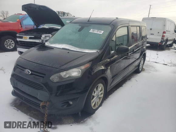 2014 Ford Transit Connect XLT with VIN NM0GE9F76E1162884, listed as a Copart auction lot 76617014 with 166,091 mi miles and Salvage title. Bid and sale history available at DreamBid. Image 1.