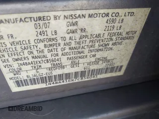 2007 Nissan Maxima 3.5 SL with VIN 1N4BA41EX7C856041, listed as a IAAI auction lot 41870443 with 208,737 mi miles. Bid and sale history available at carsss.com. Image 9.
