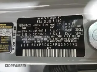 2023 Kia Telluride SX Prestige X-Pro с VIN 5XYP5DGC3PG390975, выставлен на аукционе Copart как лот 41502865 с пробегом 23 349 миль миль и Списание • Salvage title. История ставок и продаж доступна на DreamBid. Изображение 14.