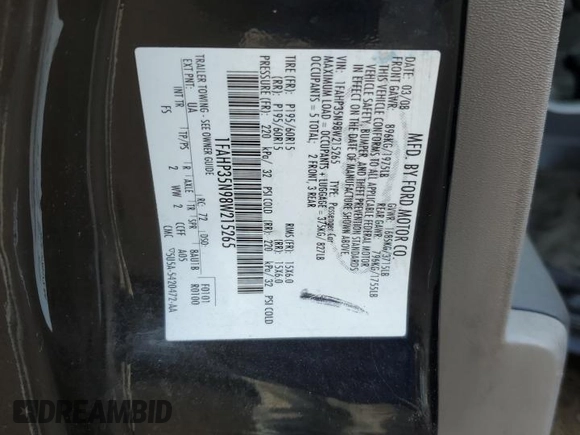 2008 Ford Focus SE с VIN 1FAHP35N98W215265, выставлен на аукционе Copart как лот 54063445 с пробегом 240 172 миль миль и Списание • Salvage title. История ставок и продаж доступна на DreamBid. Изображение 12.