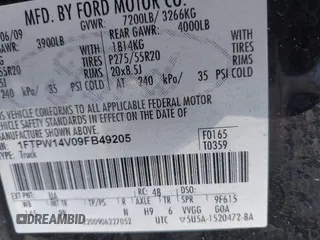 2009 Ford F-150 XL with VIN 1FTPW14V09FB49205, listed as a IAAI auction lot 41806637 with 179,967 mi miles. Bid and sale history available at carsss.com. Image 9.