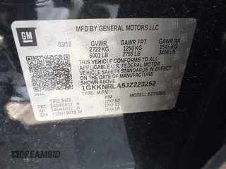 2018 GMC Acadia SLE z VIN 1GKKNRLA5JZ223252, wystawiony jako IAAI lot #42007241 z przebiegiem 93 591 mil mil oraz . Historia ofert i sprzedaży dostępna na DreamBid. Obrazek 9.
