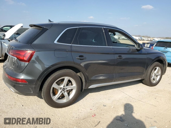2021 Audi Q5 with VIN WA1AABFY1M2107377, listed as a Copart auction lot 44348435 with 86,408 mi miles and Salvage title. Bid and sale history available at DreamBid. Image 3.