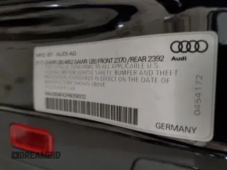 2017 Audi A4 Premium with VIN WAUGNAF42HN058932, listed as a Copart auction lot 44778245 with 124,281 mi miles and Salvage Title. Bid and sale history available at carsss.com. Image 14.