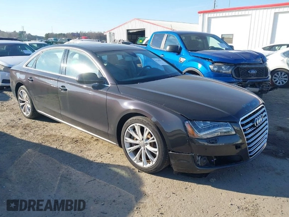 2012 Audi A8 L with VIN WAURVAFD1CN020870, listed as a IAAI auction lot 41701012 with 89,338 mi miles. Bid and sale history available at carsss.com. Image 1.