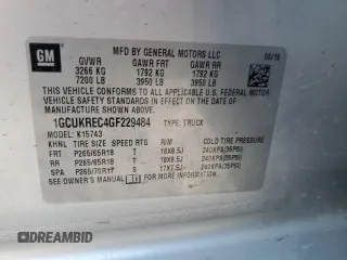 2016 Chevrolet Silverado 1500 LT with VIN 1GCUKREC4GF229484, listed as a Copart auction lot 83385464 with 135,158 mi miles and Salvage Title. Bid and sale history available at DreamBid. Image 13.