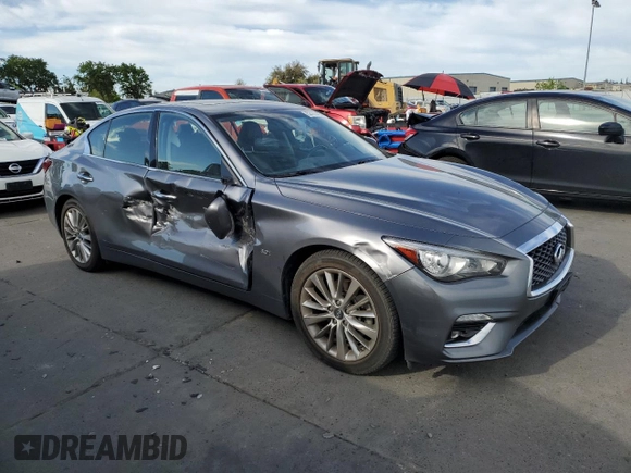 2019 Infiniti Q50 Luxe with VIN JN1EV7AR7KM557533, listed as a Copart auction lot 52172225 with 97,270 mi miles and Salvage title. Bid and sale history available at DreamBid. Image 4.