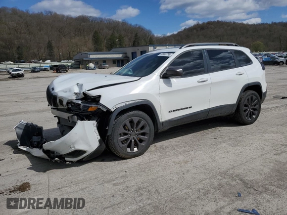 2021 Jeep Cherokee 80th Anniversary with VIN 1C4PJMMX4MD135393, listed as a Copart auction lot 52033255 with 76,546 mi miles and Salvage Title. Bid and sale history available at carsss.com. Image 1.