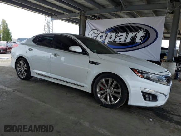 2015 Kia Optima SXL Turbo with VIN 5XXGR4A60FG393083, listed as a Copart auction lot 53338165 with Not Provided miles and Salvage Title. Bid and sale history available at DreamBid. Image 4.