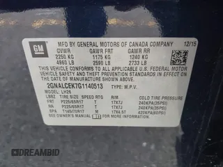 2016 Chevrolet Equinox LT with VIN 2GNALCEK7G1140513, listed as a IAAI auction lot 41916806 with 181,113 mi miles. Bid and sale history available at carsss.com. Image 9.