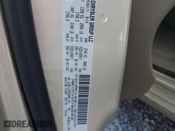2015 Chrysler Town & Country Touring L with VIN 2C4RC1CGXFR522078, listed as a Copart auction lot 55393175 with 74,357 mi miles and Salvage Title. Bid and sale history available at DreamBid. Image 13.