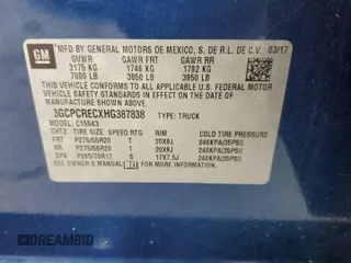 2017 Chevrolet Silverado 1500 LT with VIN 3GCPCRECXHG387838, listed as a Copart auction lot 41439285 with 156,046 mi miles and Salvage Title. Bid and sale history available at carsss.com. Image 15.