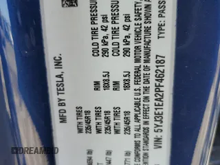 2023 Tesla Model 3 z VIN 5YJ3E1EA2PF462187, wystawiony jako Copart lot #50172395 z przebiegiem 70 225 mil mil oraz Szkoda całkowita • Salvage title. Historia ofert i sprzedaży dostępna na DreamBid. Obrazek 14.