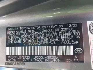 2023 Toyota Mirai XLE with VIN JTDAAAAA5PA007674, listed as a IAAI auction lot 41845185 with 18,170 mi miles. Bid and sale history available at carsss.com. Image 9.