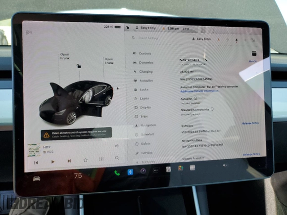 2019 Tesla Model 3 Mid Range with VIN 5YJ3E1EA0KF345393, listed as a Copart auction lot 51508305 with 38,903 mi miles and Salvage Title. Bid and sale history available at DreamBid. Image 9.