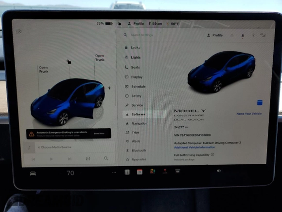 2023 Tesla Model Y Long Range with VIN 7SAYGDEE3PA106609, listed as a Copart auction lot 53839315 with 24,077 mi miles and Salvage Title. Bid and sale history available at DreamBid. Image 9.