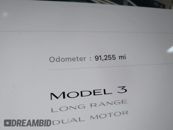 2018 Tesla Model 3 Long Range Battery with VIN 5YJ3E1EB8JF113566, listed as a IAAI auction lot 41726484 with 91,255 mi miles and . Bid and sale history available at DreamBid. Image 15.
