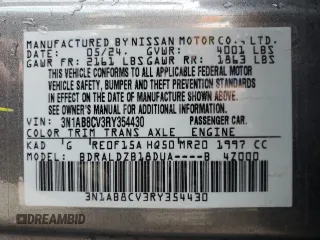 2024 Nissan Sentra SV with VIN 3N1AB8CV3RY354430, listed as a Copart auction lot 62773345 with 19,311 mi miles and Non repairable. Bid and sale history available at DreamBid. Image 12.