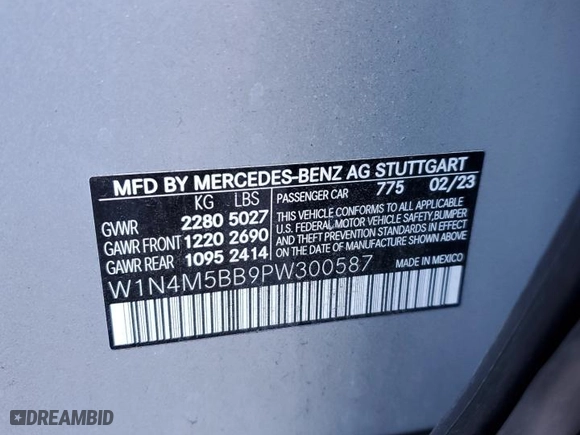 2023 Mercedes-Benz GLB with VIN W1N4M5BB9PW300587, listed as a Copart auction lot 84200924 with 31,071 mi miles and Salvage Title. Bid and sale history available at carsss.com. Image 13.