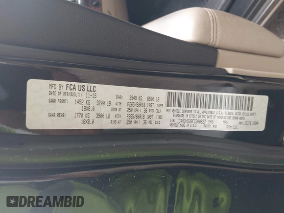 2015 Dodge Durango Limited with VIN 1C4RDHDG0FC200627, listed as a IAAI auction lot 42114680 with 215,981 mi miles and . Bid and sale history available at carsss.com. Image 9.