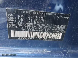 2017 Subaru Impreza Limited with VIN 4S3GTAU61H3748390, listed as a IAAI auction lot 40931014 with 135,929 mi miles. Bid and sale history available at carsss.com. Image 9.