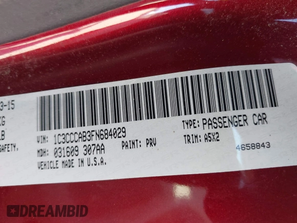 2015 Chrysler 200 Limited with VIN 1C3CCCAB3FN684029, listed as a IAAI auction lot 41824665 with 133,573 mi miles and . Bid and sale history available at carsss.com. Image 9.