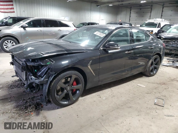 2019 Genesis G70 Advanced with VIN KMTG34LE9KU025478, listed as a Copart auction lot 49776525 with 57,583 mi miles and Salvage title. Bid and sale history available at DreamBid. Image 1.