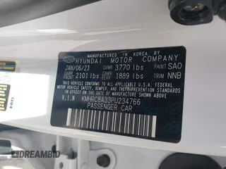 2023 Hyundai Venue Limited with VIN KMHRC8A33PU234766, listed as a IAAI auction lot 41954355 with 33,580 mi miles and . Bid and sale history available at DreamBid. Image 9.