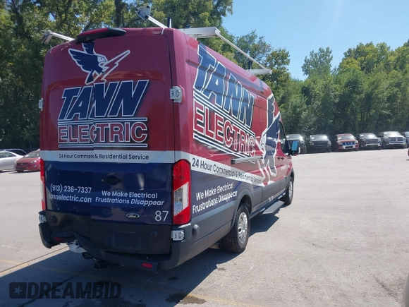 2020 Ford Transit Cargo with VIN 1FTBW3X8XLKB01219, listed as a IAAI auction lot 40268320 with 53,863 mi miles and . Bid and sale history available at DreamBid. Image 4.