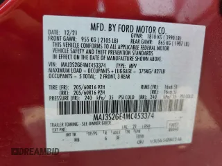 2021 Ford EcoSport SE z VIN MAJ3S2GE4MC453374, wystawiony jako Copart lot #60273325 z przebiegiem 27 884 mil mil oraz Szkoda całkowita • Salvage title. Historia ofert i sprzedaży dostępna na DreamBid. Obrazek 13.