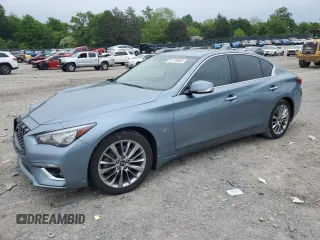 2019 Infiniti Q50 Luxe with VIN JN1EV7AP3KM512278, listed as a Copart auction lot 56136605 with 60,574 mi miles and Salvage title. Bid and sale history available at DreamBid. Image 1.