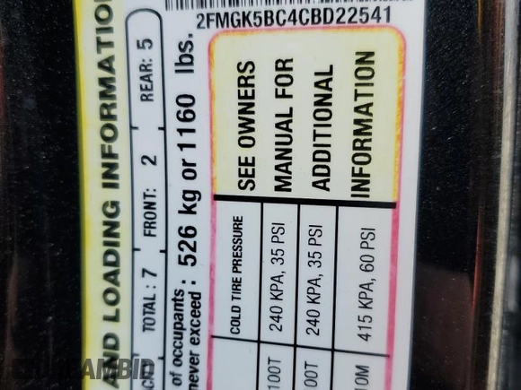 2012 Ford Flex SE z VIN 2FMGK5BC4CBD22541, wystawiony jako Copart lot #55414435 z przebiegiem 142 900 mil mil oraz Szkody całkowita. Historia ofert i sprzedaży dostępna na DreamBid. Obrazek 13.