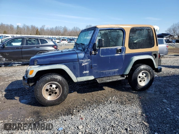 1997 Jeep Wrangler Sport with VIN 1J4FY19S2VP498840, listed as a Copart auction lot 50058885 with 151,697 mi miles and Salvage Title. Bid and sale history available at carsss.com. Image 1.