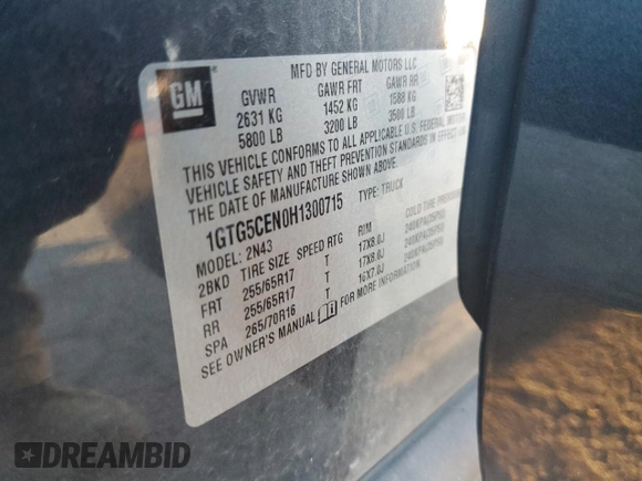 2017 GMC Canyon 2WD SLE with VIN 1GTG5CEN0H1300715, listed as a Copart auction lot 82447034 with 89,774 mi miles and Salvage Title. Bid and sale history available at carsss.com. Image 12.