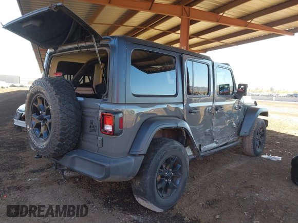 2021 Jeep Wrangler Unlimited Sport S with VIN 1C4HJXDG5MW695014, listed as a IAAI auction lot 41692838 with 66,247 mi miles and . Bid and sale history available at DreamBid. Image 4.