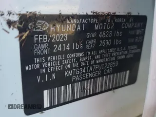 2023 Genesis G70 2.0T with VIN KMTG34TA7PU122859, listed as a Copart auction lot 75442774 with 20,359 mi miles and Non Repairable. Bid and sale history available at carsss.com. Image 12.