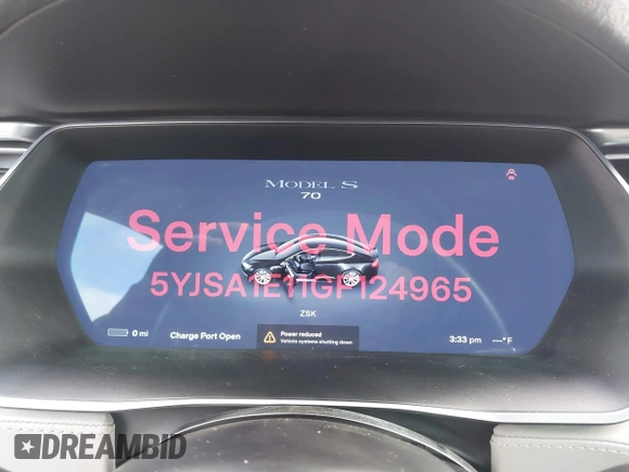 2016 Tesla Model S 70 with VIN 5YJSA1E11GF124965, listed as a IAAI auction lot 41458132 with Not provided miles and . Bid and sale history available at DreamBid. Image 15.