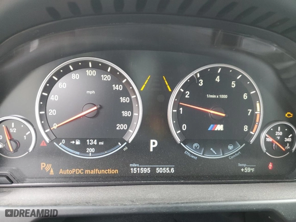 2015 BMW X5 M with VIN 5YMKT6C5XF0C89515, listed as a Copart auction lot 54364934 with 151,595 mi miles and Salvage Title. Bid and sale history available at carsss.com. Image 9.