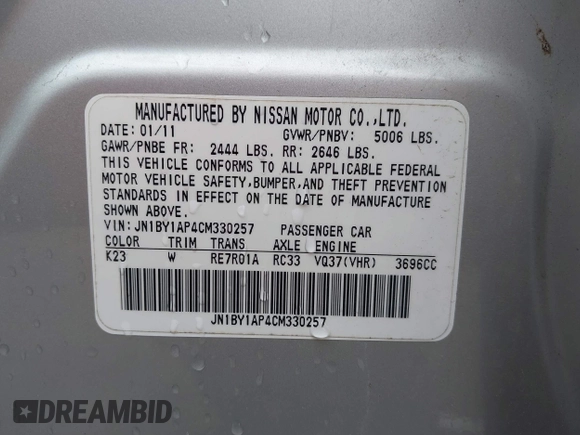 2012 Infiniti M z VIN JN1BY1AP4CM330257, wystawiony jako IAAI lot #42341877 z przebiegiem 119 023 mil mil oraz . Historia ofert i sprzedaży dostępna na DreamBid. Obrazek 9.