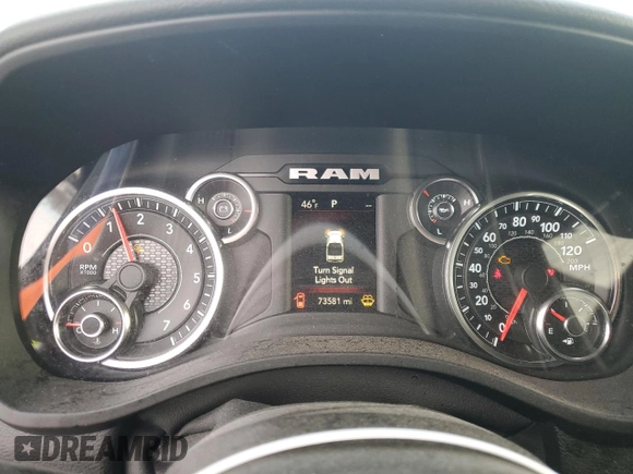 2020 Ram 1500 Big Horn with VIN 1C6RRFFG1LN393543, listed as a Copart auction lot 46511225 with 73,581 mi miles and Salvage Title. Bid and sale history available at carsss.com. Image 9.