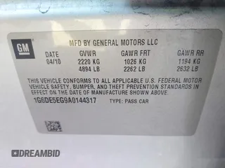 2010 Cadillac CTS Luxury with VIN 1G6DE5EG9A0144317, listed as a IAAI auction lot 42093890 with 70,099 mi miles. Bid and sale history available at carsss.com. Image 9.