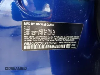 2020 BMW M8 Competition z VIN WBSGV0C03LCE02248, wystawiony jako Copart lot #73882314 z przebiegiem 22 844 mil mil oraz Nie do naprawy • Non repairable. Historia ofert i sprzedaży dostępna na DreamBid. Obrazek 13.
