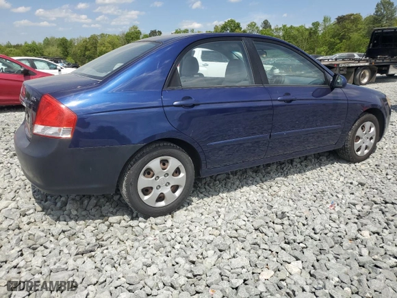 2009 Kia Spectra EX with VIN KNAFE222X95604934, listed as a Copart auction lot 53872145 with 86,838 mi miles and Clean Title. Bid and sale history available at carsss.com. Image 3.