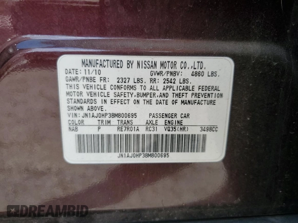 2011 Infiniti EX Journey с VIN JN1AJ0HP3BM800695, выставлен на аукционе Copart как лот 47682455 с пробегом Не указан миль и Чистый • Clean title. История ставок и продаж доступна на DreamBid. Изображение 13.