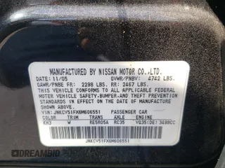 2006 Infiniti G35 with VIN JNKCV51FX6M606551, listed as a Copart auction lot 56003424 with Not Provided miles and Salvage Title. Bid and sale history available at carsss.com. Image 10.