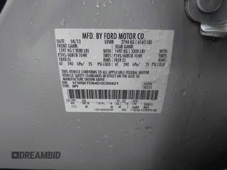 2013 Ford Explorer XLT с VIN 1FM5K7D84DGC60421, выставлен на аукционе IAAI как лот 42162304 с пробегом 161 376 миль миль и . История ставок и продаж доступна на DreamBid. Изображение 9.