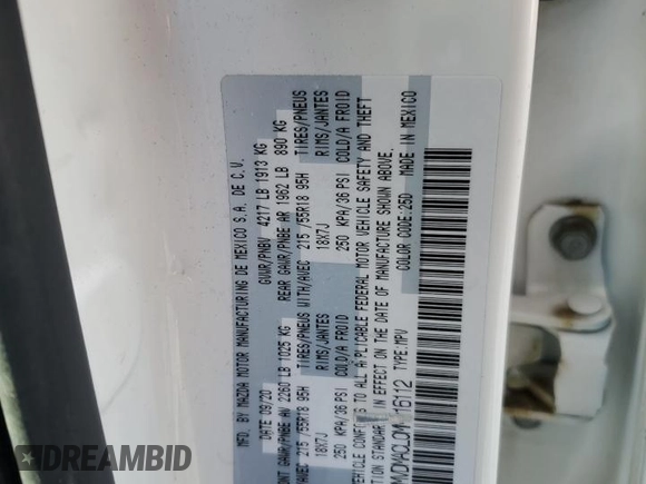 2021 Mazda CX-30 Preferred with VIN 3MVDMACL0MM216112, listed as a Copart auction lot 83617634 with 71,371 mi miles and Salvage Title. Bid and sale history available at DreamBid. Image 15.