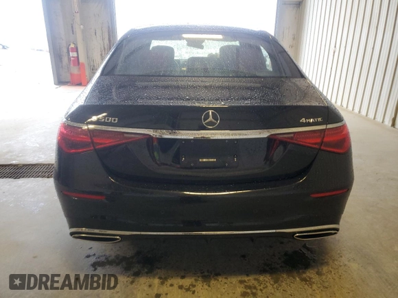 2022 Mercedes-Benz S-Class S 500 with VIN W1K6G6DB3NA107684, listed as a Copart auction lot 48177345 with 0 mi miles and Salvage Title. Bid and sale history available at carsss.com. Image 6.
